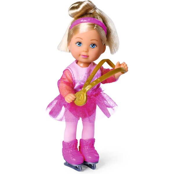 Evi Love Ice Skating: Eiskunstläuferin-Puppe mit rosa Kostüm und 12 cm großer Medaille