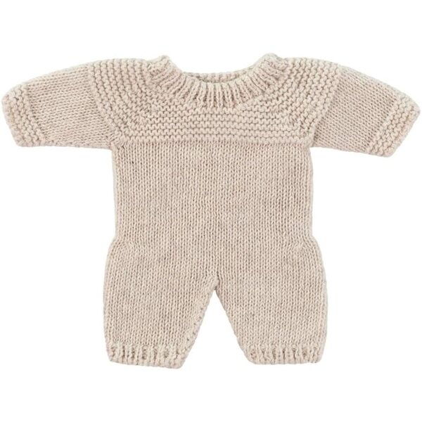 Miniland Strickpyjama beige per bambole 21cm in fibre riciclate, eco-friendly