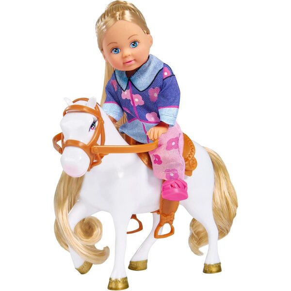 Simba Evi Love Pferdeanhänger mit rosa Jeep und Pony, Spielzeug für Kinder ab 3 Jahren