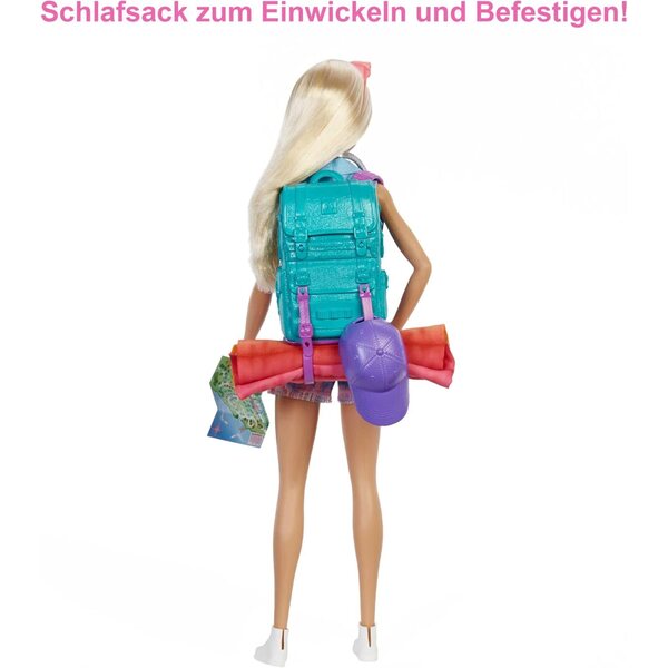 Barbie Camping-Serie mit Zubehör für Outdoor-Abenteuer, inklusive Welpen und Welpen