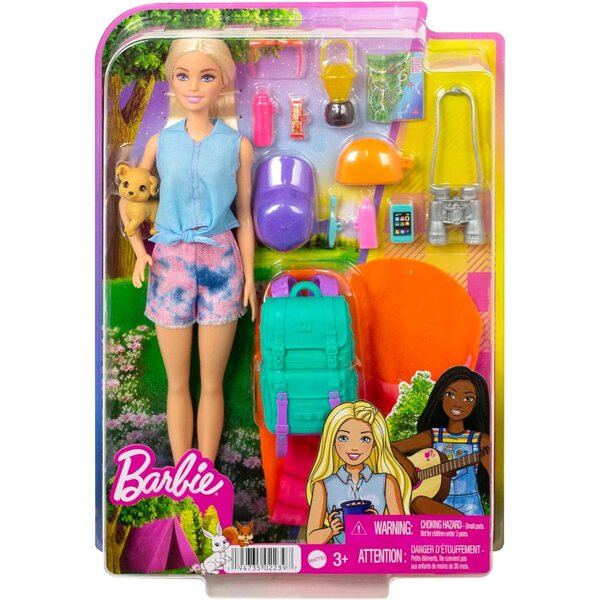 Barbie Camping-Serie mit Zubehör für Outdoor-Abenteuer, inklusive Welpen und Welpen
