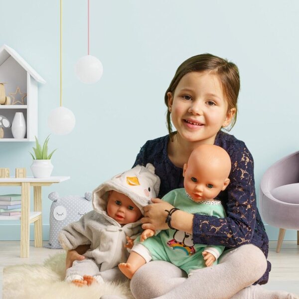 Overall für Puppen von 28–35 cm aus weichem Plüsch mit Pinguin-Motiv, mit Kapuze und Reißverschluss