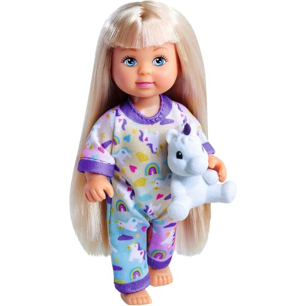 Evi Liebespuppe im Pyjama mit Einhorn 12 cm – Stofftier für Kinder ab 3 Jahren