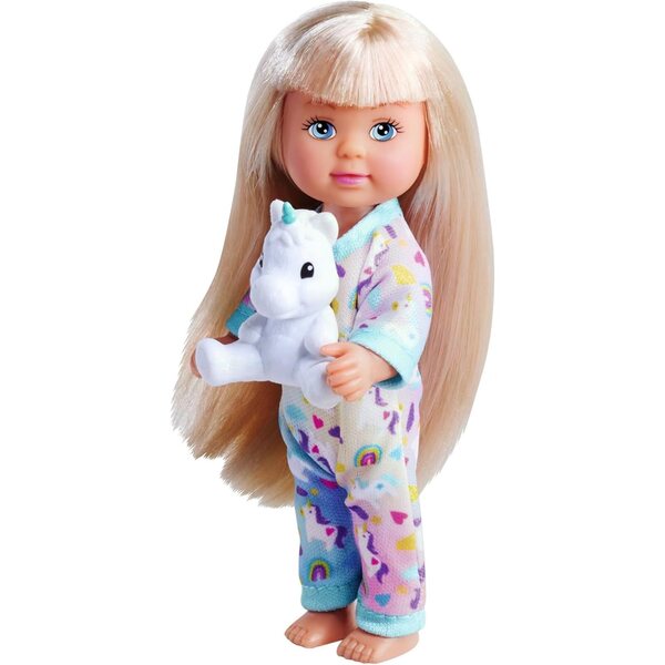 Evi Liebespuppe im Pyjama mit Einhorn 12 cm – Stofftier für Kinder ab 3 Jahren