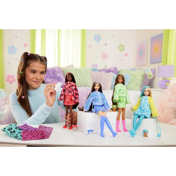 Barbie Cutie Reveal mit 10 Überraschungen, Plüschkostümen, Minitier und Accessoires