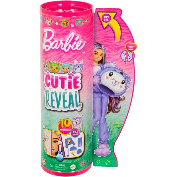 Barbie Cutie Reveal mit 10 Überraschungen, Plüschkostümen, Minitier und Accessoires