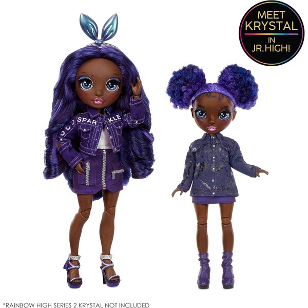 Rainbow High Junior High Krystal Bailey – 23 cm große Modepuppe mit Outfit, Accessoires und Stoffrucksack