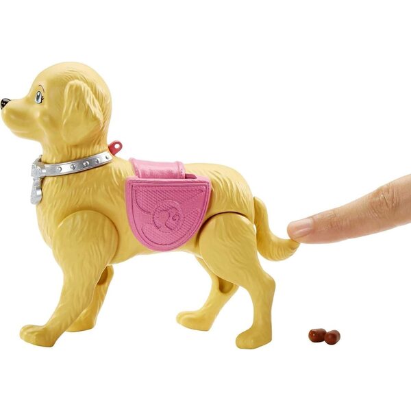 Barbie con cane cammina e insegna pulizia con accessori per bambini 3+ anni