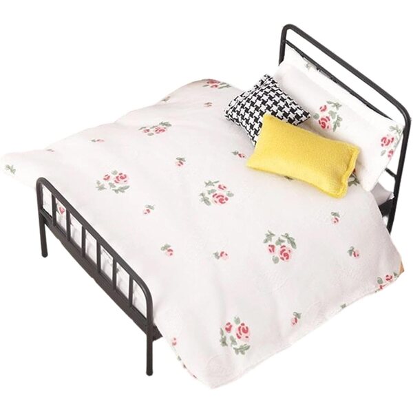 1:12 Miniatur-Puppenmöbel – Robustes Vintage-Bett aus Legierung, 16 x 10 x 9 cm