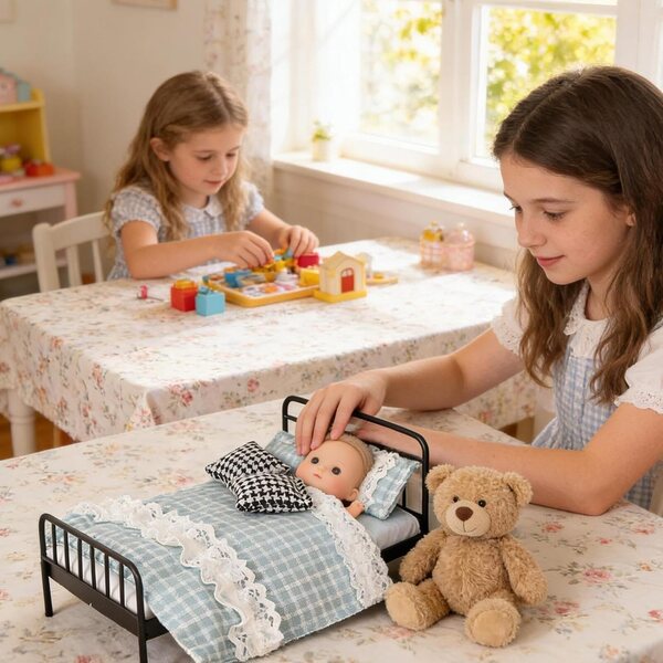 1:12 Miniatur-Puppenmöbel – Robustes Vintage-Bett aus Legierung, 16 x 10 x 9 cm