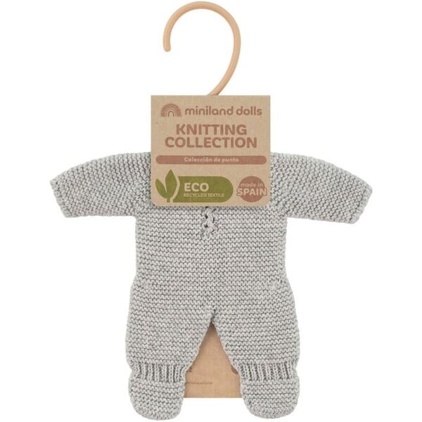 Miniland Strickpyjama Beige für 21-cm-Puppen aus hochwertigen recycelten Fäden