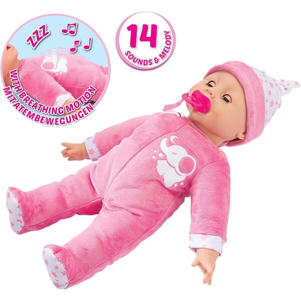 Simba Laura bambola del sonno 38 cm - bambolina con movimenti respiratori, occhi addormentati, 14 suoni