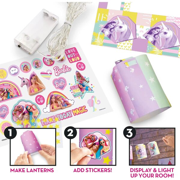 Barbie Creative Maker Kitz Lichterkette Rosa con 10 LED e Decorazioni Luminescenti