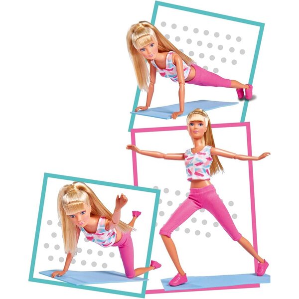 Bambola sportiva Steffi Love 29cm con 14 articolazioni, tappetino e borraccia per bambini 3+