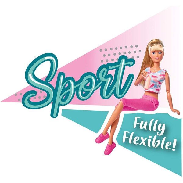 Bambola sportiva Steffi Love 29cm con 14 articolazioni, tappetino e borraccia per bambini 3+