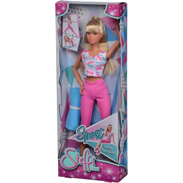Bambola sportiva Steffi Love 29cm con 14 articolazioni, tappetino e borraccia per bambini 3+