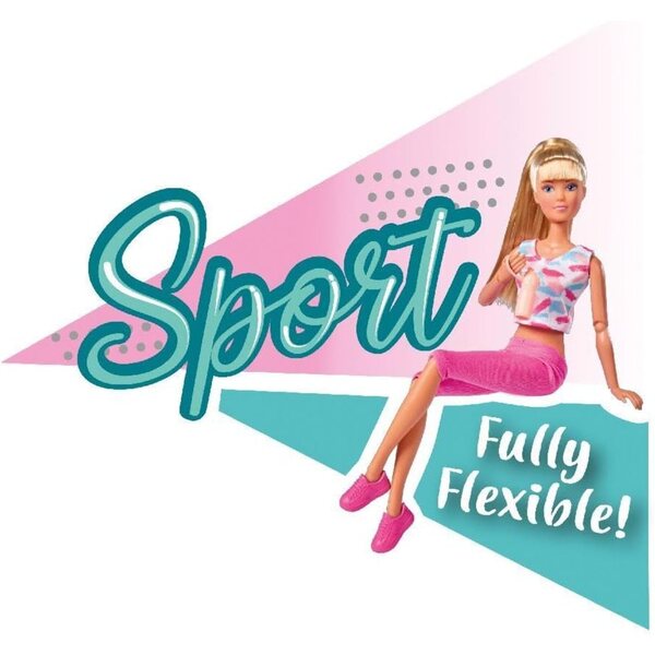 Bambola sportiva Steffi Love 29cm con 14 articolazioni, tappetino e borraccia per bambini 3+