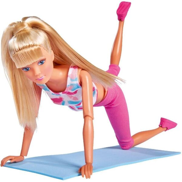 Bambola sportiva Steffi Love 29cm con 14 articolazioni, tappetino e borraccia per bambini 3+
