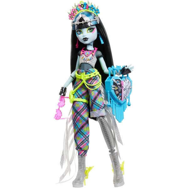 Monster High Frankie Stein Puppe mit Festival-Outfit und exklusiven Accessoires