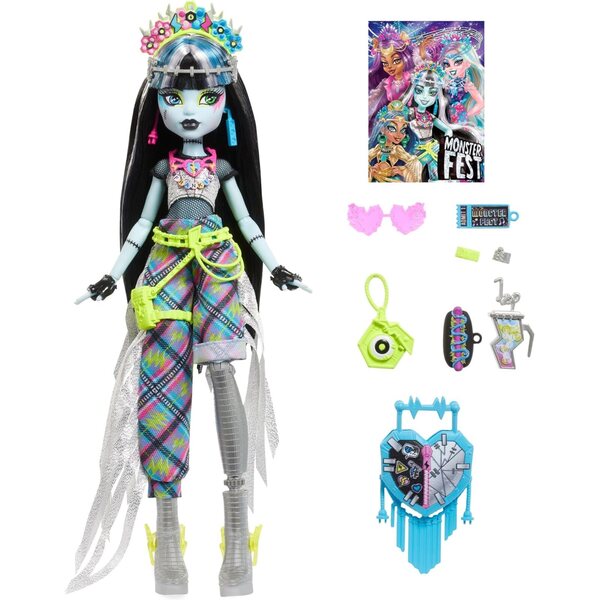 Monster High Frankie Stein Puppe con Outfit da Festival e Accessori Esclusivi