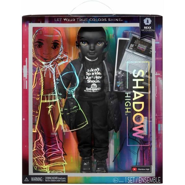 Poupée mannequin Rainbow High Shadow High Rexx McQueen avec accessoires colorés pour enfants de 4 à 12 ans