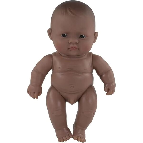 Miniland baby bambolina sudamericana 21 cm in vinile, anatomica corretta