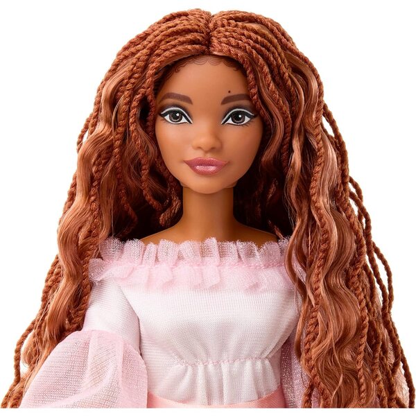 Mattel Disney Arielle de kleine zeemeermin gelede pop met roze jurk en rood haar