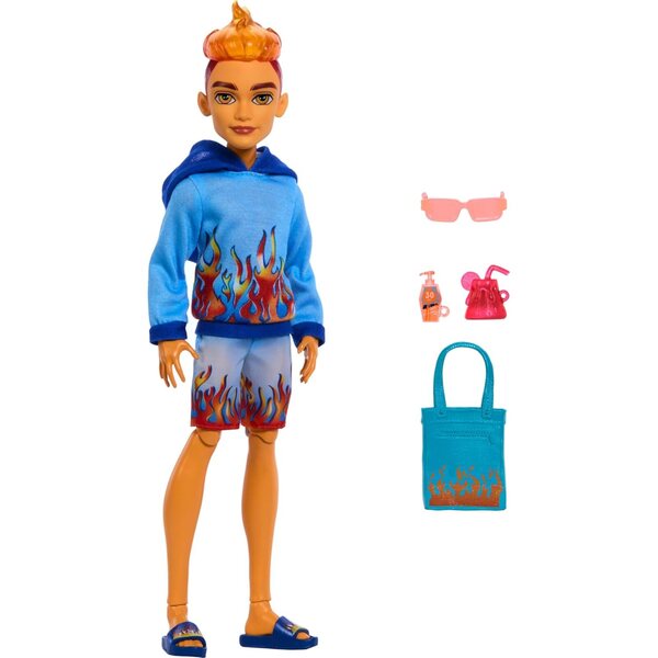 Monster High Heath Burns Scare-adise Island mit Kapuzenpullover, Badeanzug und Strandaccessoires