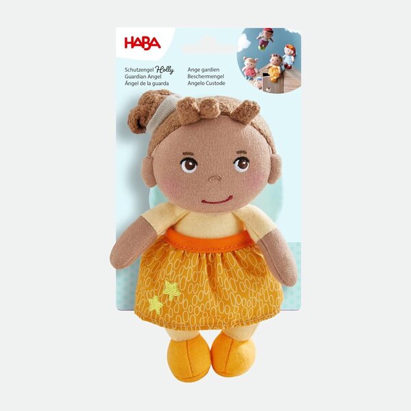 HABA Schutzengel Holly - Poupée en tissu douce 15 cm, cadeau naissance idéal bébé
