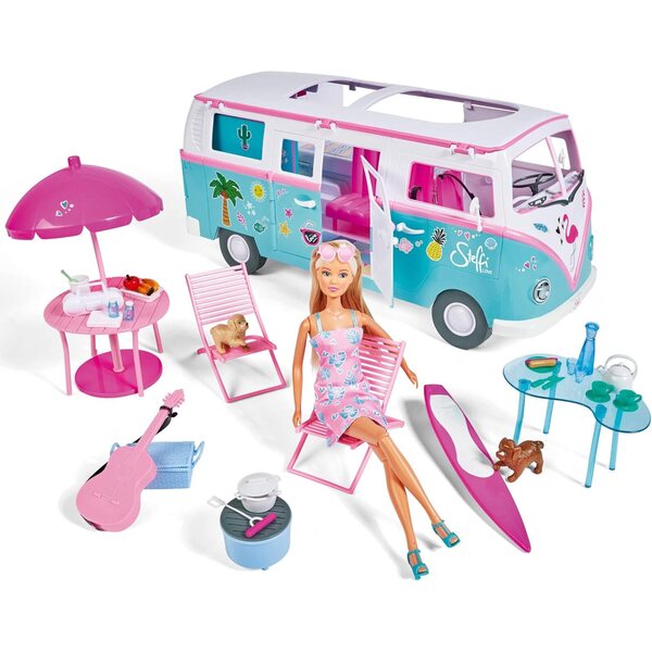 Simba Steffi Love Hawaii Camper con Pupa, Camper Apribile e Accessori, 51 cm, dai 3 Anni