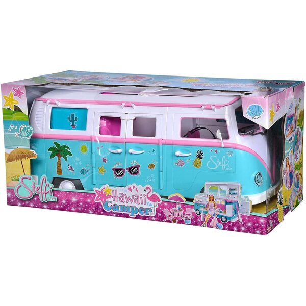Simba Steffi Love Hawaii Camper con Pupa, Camper Apribile e Accessori, 51 cm, dai 3 Anni