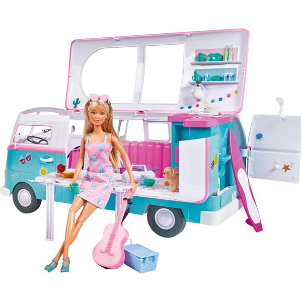 Simba Steffi Love Hawaii Camper con Pupa, Camper Apribile e Accessori, 51 cm, dai 3 Anni