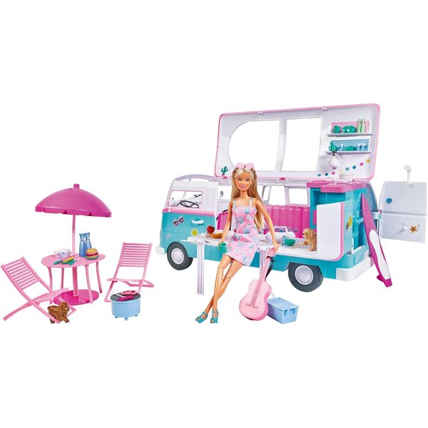 Simba Steffi Love Hawaii Camper con Pupa, Camper Apribile e Accessori, 51 cm, dai 3 Anni