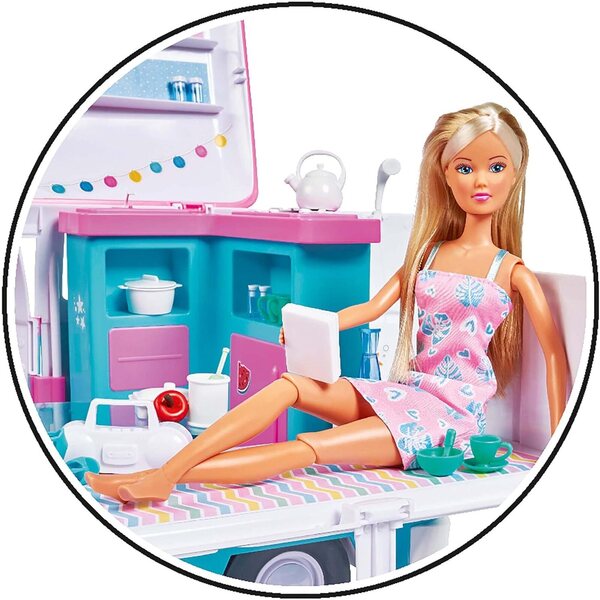 Simba Steffi Love Hawaii Camper con Pupa, Camper Apribile e Accessori, 51 cm, dai 3 Anni