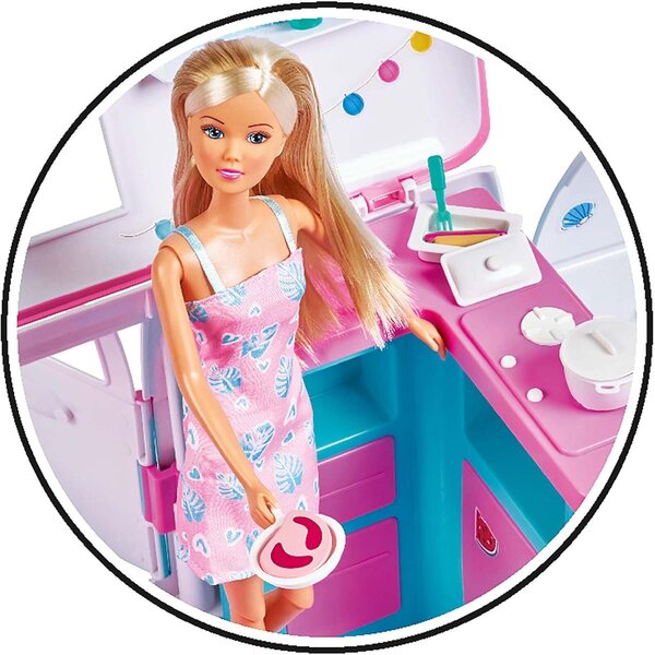 Simba Steffi Love Hawaii Camper con Pupa, Camper Apribile e Accessori, 51 cm, dai 3 Anni