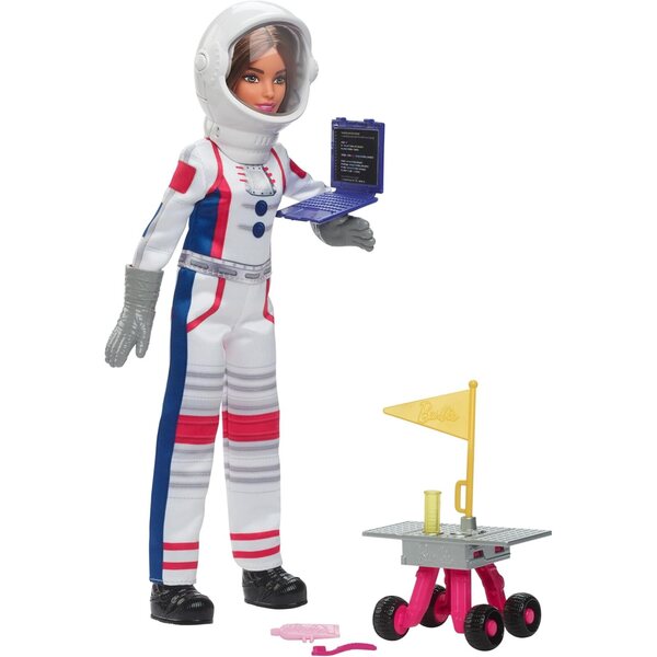 Barbie Astronautinnen-Set zum 65. Jubiläum mit 10 Zubehörteilen und interaktivem Rover