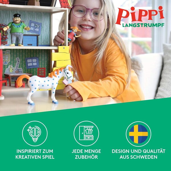 Pippi Langstrumpf Mini casa delle bambole Figuren 10 cm - Gioco Creativo e Sicuro per Bambini 3+