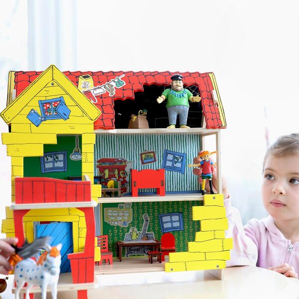 Pippi Langstrumpf Mini casa delle bambole Figuren 10 cm - Gioco Creativo e Sicuro per Bambini 3+