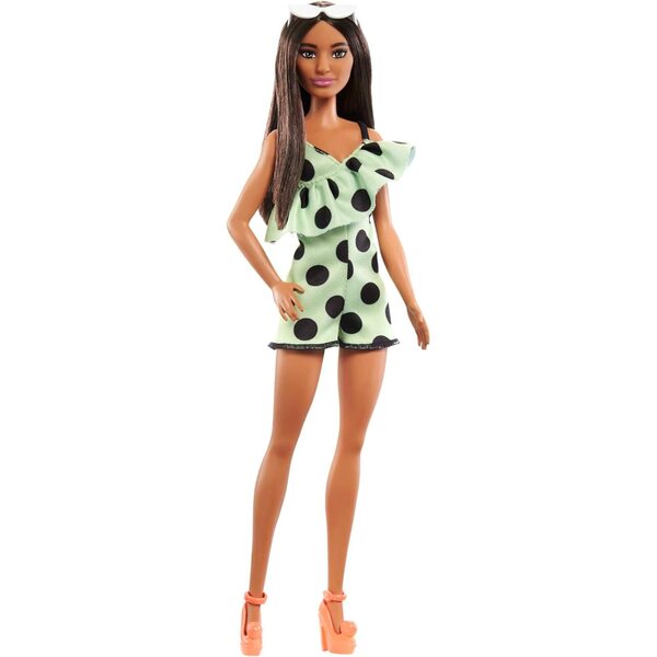 Barbie Fashionistas #200 mit gepunktetem Overall und Accessoires, Kinder ab 3 Jahren