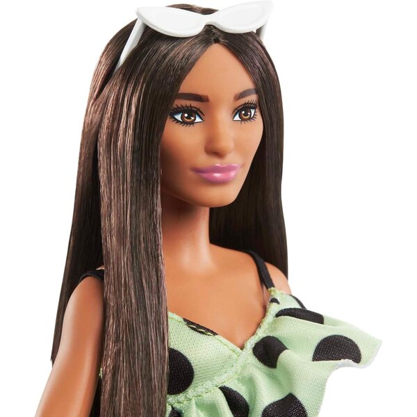Barbie Fashionistas #200 mit gepunktetem Overall und Accessoires, Kinder ab 3 Jahren