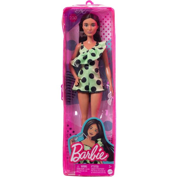 Barbie Fashionistas #200 mit gepunktetem Overall und Accessoires, Kinder ab 3 Jahren