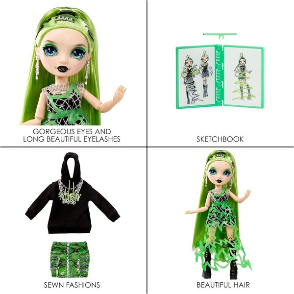 Rainbow High Jade Hunter - Pupa di Moda Verde con 2 Outfit e Accessori Fashion