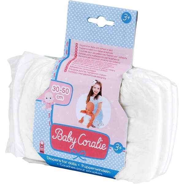 Theo Klein Baby Coralie Windeln per Bambole 30-50 cm, Set da 3 con Velcro