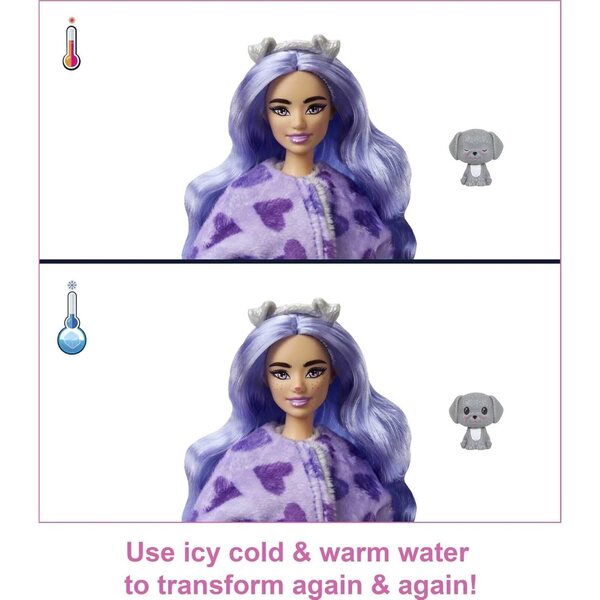 Barbie Cutie Reveal mit 10 Überraschungen, Minitier und weichem Kostüm für Kinder ab 3 Jahren