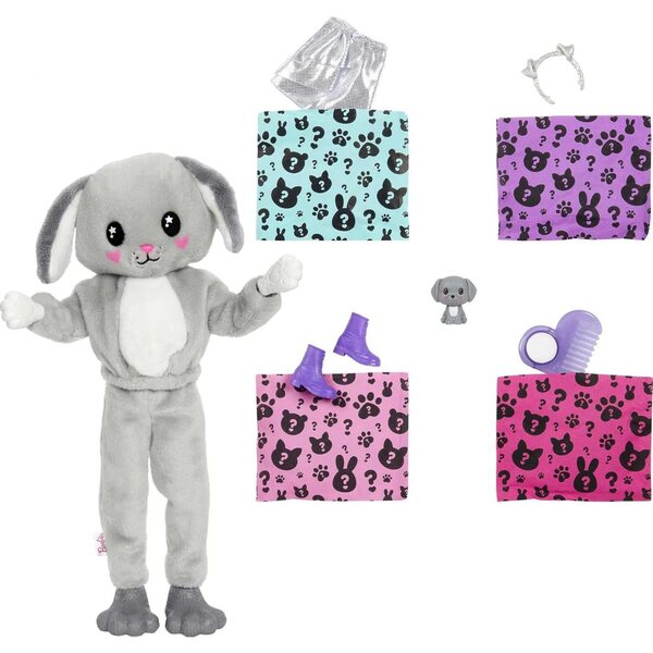 Barbie Cutie Reveal mit 10 Überraschungen, Minitier und weichem Kostüm für Kinder ab 3 Jahren