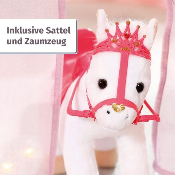 Baby Annabell Little Sweet Pony bianco con suoni e sella per bambole 36 cm