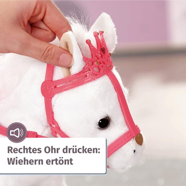 Baby Annabell Little Sweet Pony bianco con suoni e sella per bambole 36 cm