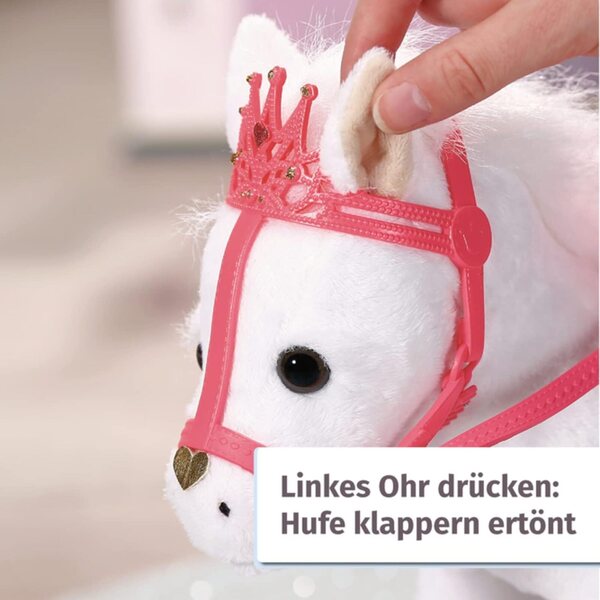Baby Annabell Little Sweet Pony bianco con suoni e sella per bambole 36 cm