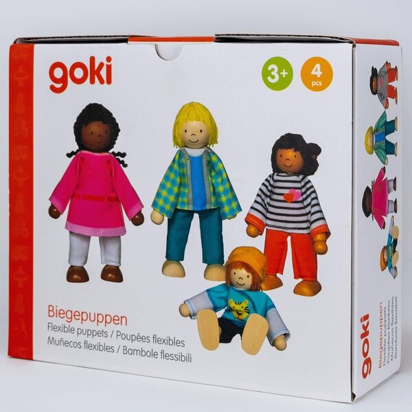 goki Biege Puppen Interkulturelle Familie Holzset für Rollenspiele ab 3 Jahren