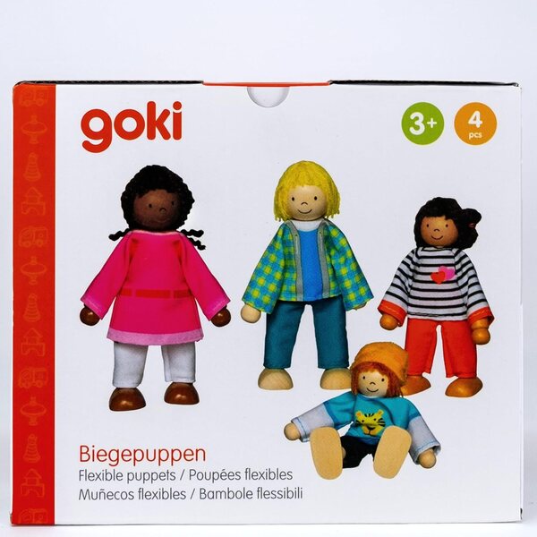 goki Biege Puppen Interkulturelle Familie Holzset für Rollenspiele ab 3 Jahren